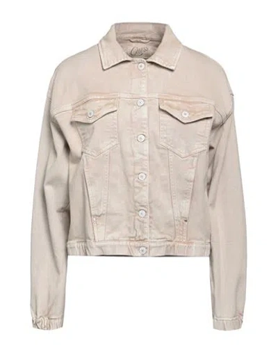 Guess Woman Denim Outerwear Light Grey Size L Cotton, Elastane