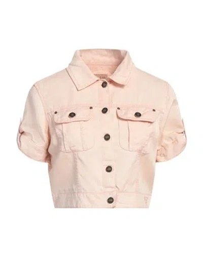 Guess Woman Denim Outerwear Light Pink Size L Tencel