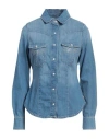 Guess Woman Denim Shirt Blue Size M Cotton In Blue