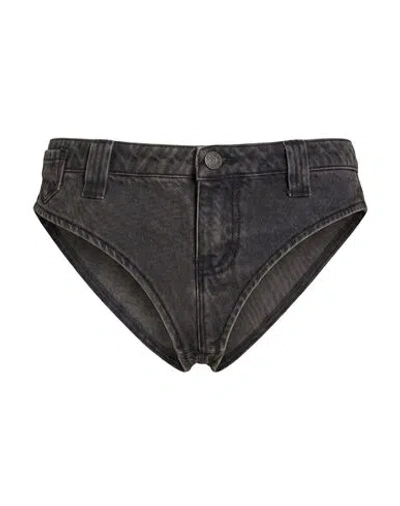 Guess Woman Denim Shorts Charcoal Size 29 Cotton In Gray