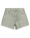 Guess Woman Denim Shorts Light Green Size 27 Cotton