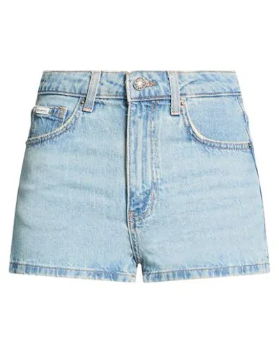 Guess Woman Denim Skirt Blue Size 26 Cotton, Leather