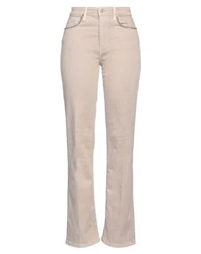 Guess Woman Jeans Beige Size 30w-35l Cotton, Polyester, Elastane In Neutral