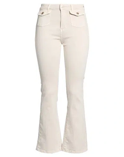 Guess Woman Jeans Beige Size 30w-30l Cotton, Lyocell, Hemp, Elastane In Brown