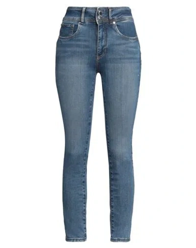 GUESS GUESS WOMAN JEANS BLUE SIZE 29W-29L COTTON, POLYESTER, ELASTANE