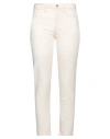 Guess Woman Jeans Cream Size 26w-28l Cotton, Elastane In White