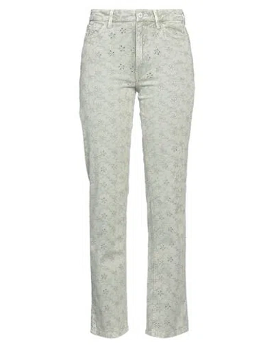 Guess Woman Jeans Sage Green Size 27w-32l Cotton, Elastane