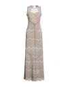 Guess Woman Maxi Dress Beige Size L Cotton, Modal, Elastane In Beige
