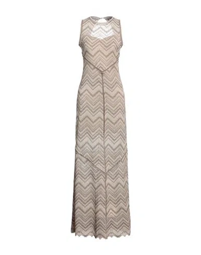 Guess Woman Maxi Dress Beige Size L Cotton, Modal, Elastane