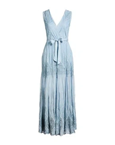 Guess Woman Maxi Dress Light Blue Size Xs Viscose, Silk