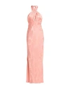 Guess Woman Maxi Dress Salmon Pink Size L Viscose In Salmon Pink