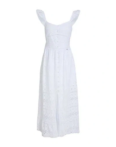 Guess Woman Maxi Dress White Size L Cotton