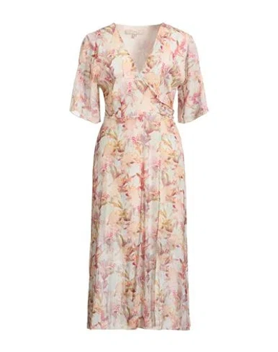 Guess Woman Midi Dress Antique Rose Size M Viscose, Polyamide In Pink