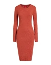 Guess Woman Midi Dress Rust Size S Viscose, Polyamide In Red