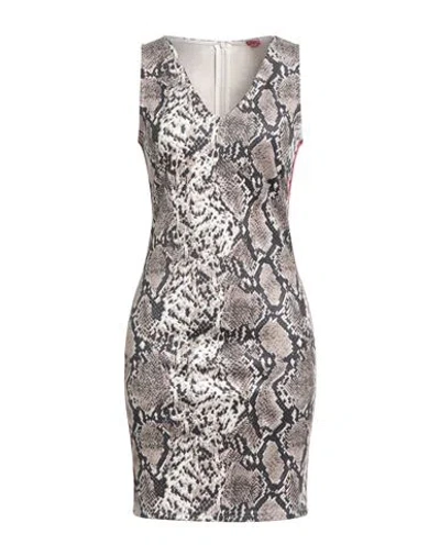 Guess Woman Mini Dress Beige Size S Polyester, Elastane In Metallic