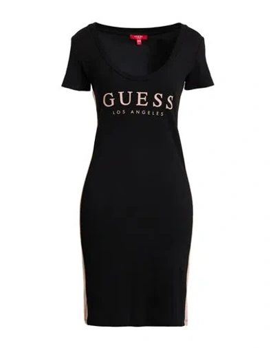 Guess Woman Mini Dress Black Size L Cotton, Elastane
