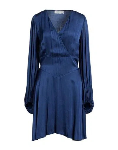 Guess Woman Mini Dress Blue Size L Silk, Elastane