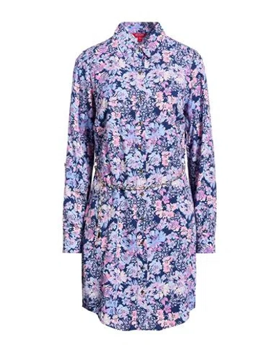 Guess Woman Mini Dress Blue Size L Viscose
