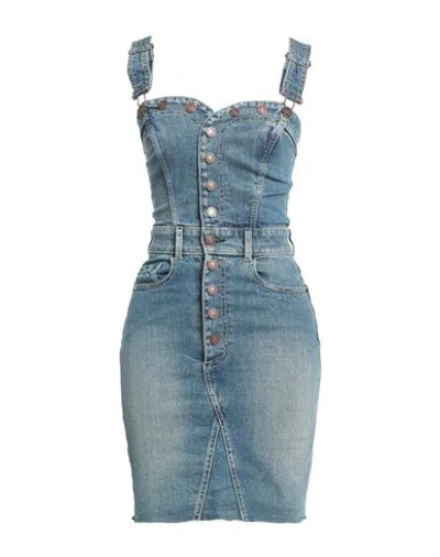 Guess Woman Mini Dress Blue Size Xs Cotton, Elastane