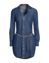 Guess Woman Mini Dress Blue Size Xs Cotton, Viscose In Blue