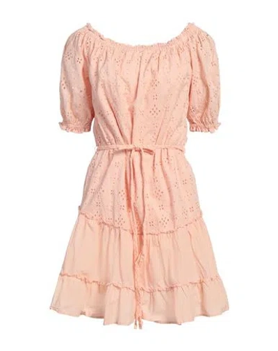 Guess Woman Mini Dress Blush Size M Cotton In Pink