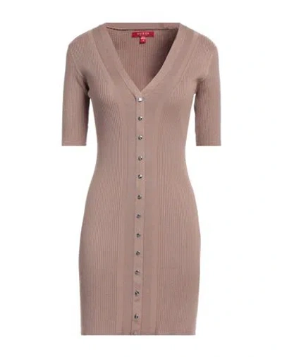 Guess Woman Mini Dress Camel Size M Viscose, Polyamide