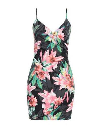 Guess Woman Mini Dress Charcoal Size L Cotton, Modal, Elastane