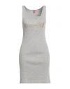 Guess Woman Mini Dress Grey Size L Cotton, Viscose, Polyester, Metallic Fiber In Gray