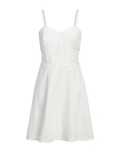 Guess Woman Mini Dress Ivory Size L Cotton, Polyester In White
