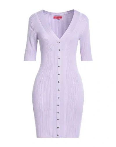 Guess Woman Mini Dress Lilac Size M Viscose, Polyamide In Purple