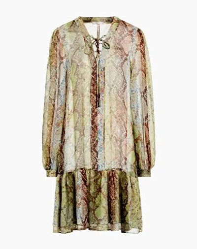 Guess Woman Mini Dress Lime Green Size Xs Polyester In Multi