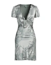 Guess Woman Mini Dress Sage Green Size M Ecovero Viscose In Sage Green