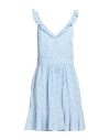 Guess Woman Mini Dress Sky Blue Size L Cotton