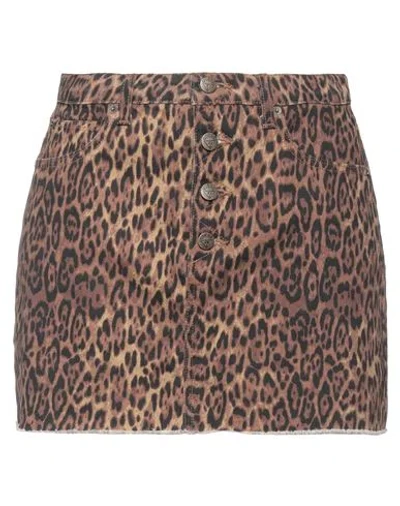Guess Woman Mini Skirt Brown Size 27 Cotton, Elastane