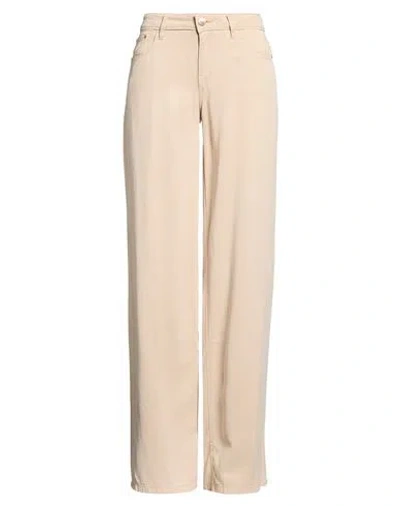 Guess Woman Pants Beige Size 32w-34l Lyocell In Neutral