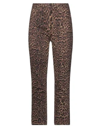 Guess Woman Pants Brown Size 27 Cotton, Elastane