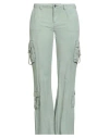 Guess Woman Pants Light Green Size 30-wl33 Lyocell, Linen In Brown