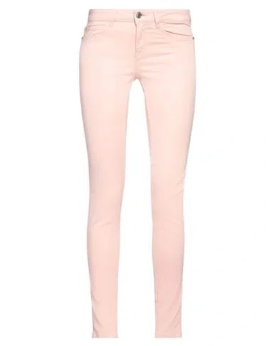 Guess Woman Pants Pink Size 24w-30l Cotton, Elastomultiester, Elastane In Pink
