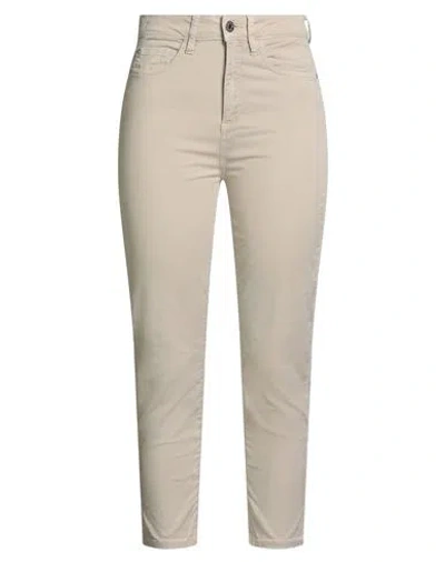 Guess Woman Pants Sand Size 27 Cotton, Elastane In Neutral
