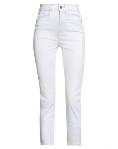 Guess Woman Pants White Size 24 Cotton, Elastane