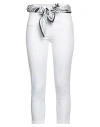 Guess Woman Pants White Size 25 Cotton, Elastomultiester, Elastane In White