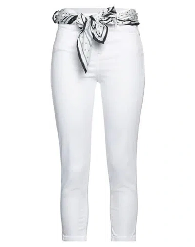 Guess Woman Pants White Size 25 Cotton, Elastomultiester, Elastane