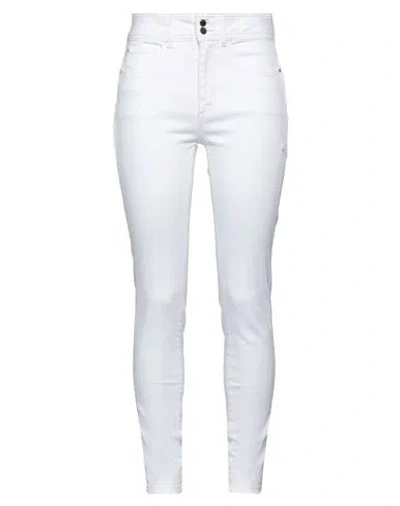 Guess Woman Pants White Size 30w-29l Cotton, Elastomultiester, Elastane
