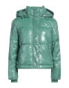 Guess Woman Puffer Green Size Xs Polyester, Polyurethane