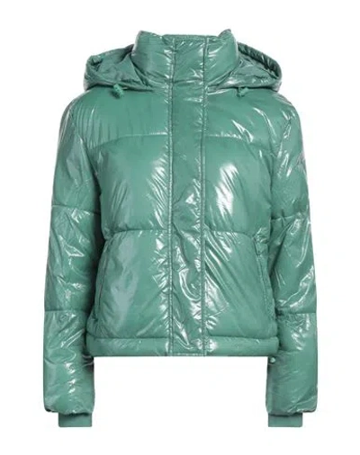 Guess Woman Puffer Green Size Xs Polyester, Polyurethane