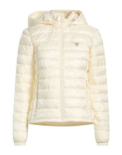 Guess Woman Puffer Ivory Size L Polyamide In White