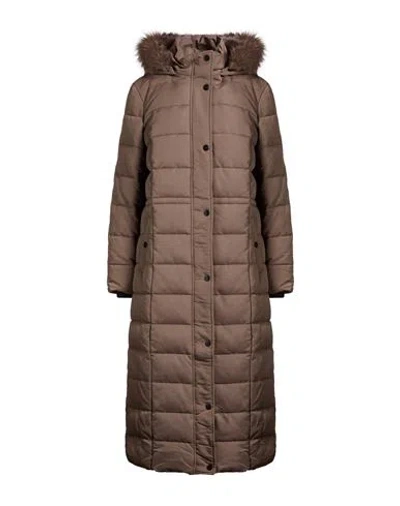 Guess Woman Puffer Taupe Size M Polyester In Brown