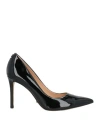 Guess Woman Pumps Black Size 10 Leather In Black