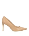 Guess Woman Pumps Sand Size 6 Leather In Nude