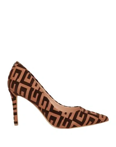 Guess Woman Pumps Tan Size 8 Textile Fibers In Brown